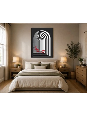 Rose Light Modern Sanat Eseri Şeritli Duvar Dekoru Ahşap Mdf Baskı Tablo Mdf Tablo