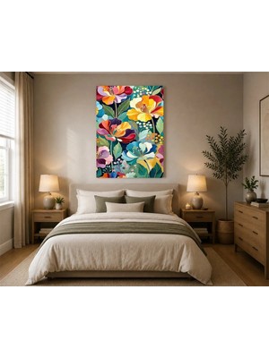 Rose Light Çiçekli Modern Sanat Duvar Dekoru Ahşap Mdf Baskı Tablo Mdf Tablo