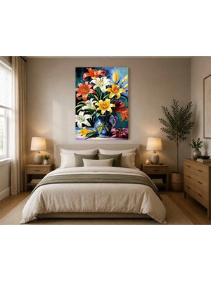 Rose Light Lila Çiçekli Vazoda Duvar Dekoru Ahşap Mdf Baskı Tablo Mdf Tablo