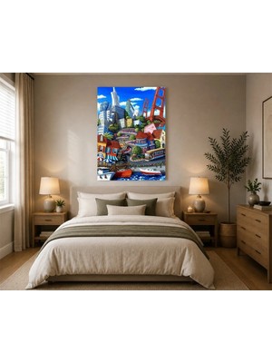 Rose Light San Francisco Manzarası Duvar Dekoru Ahşap Mdf Baskı Tablo Mdf Tablo