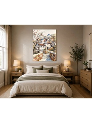 Rose Light Yunan Köyü Manzarası Salon Ahşap Mdf Baskı Tablo Mdf Tablo