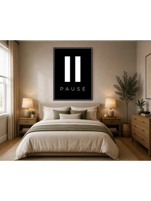 Rose Light Pause Kelimesi Duvar Dekoru Ahşap Mdf Baskı Tablo Çerçeve Görünümlü Mdf Tablo