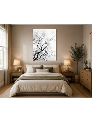 Rose Light Ağaç Dalları Duvar Dekoru Ahşap Mdf Baskı Tablo Mdf Tablo