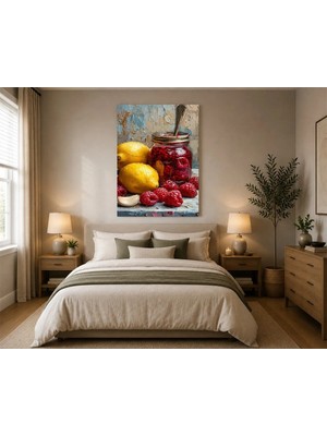 Rose Light Limon ve Ahududu Reçeli Mutfak Ahşap Mdf Baskı Tablo Mdf Tablo