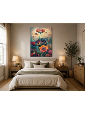 Rose Light Büyük Çiçekli Modern Sanat Duvar Dekoru Ahşap Mdf Baskı Tablo Mdf Tablo