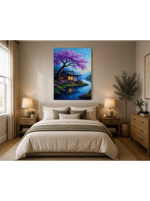 Rose Light Japon Tarzı Kulübe ve Duvar Dekoru Ahşap Mdf Baskı Tablo Mdf Tablo