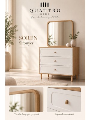 Quattro Home Soren Aynalı 3 Çekmeceli ŞIFONYER-82-42-141