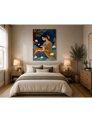 Rose Light Modern Sanat Kadın Görseli Duvar Dekoru Ahşap Mdf Baskı Tablo Mdf Tablo