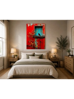 Rose Light Kuş Desenli Duvar Dekoru Ahşap Mdf Baskı Tablo Mdf Tablo