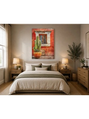Rose Light Duvarda Kaktüs Duvar Dekoru Ahşap Mdf Baskı Tablo Mdf Tablo