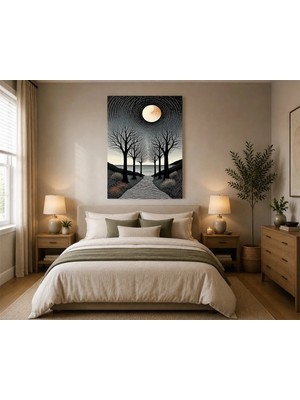 Rose Light Ay Ağacı Duvar Dekoru Ahşap Mdf Baskı Tablo Mdf Tablo