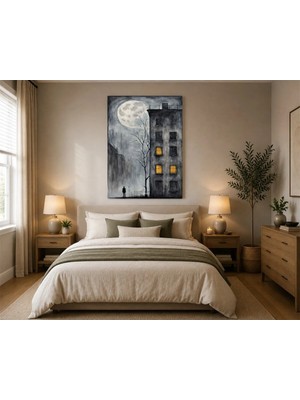 Rose Light Ay Işığında Yalnız Adam Duvar Dekoru Ahşap Mdf Baskı Tablo Mdf Tablo