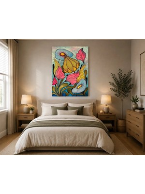 Rose Light Çiçekli Spiral Desenli Soyut Duvar Dekoru Ahşap Mdf Baskı Tablo Mdf Tablo