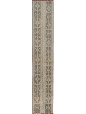 Etnik Bulvar Uşak Yün Kahverengi El Dokuma Yolluk 53 x 260 cm