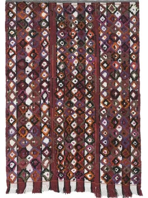 Etnik Bulvar Yün Kahverengi El Dokuması Kilim 156 x 215 cm