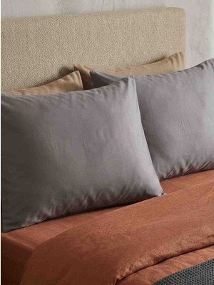 Collessia Home 2 Adet %100 Pamuk Saten Yastık Kılıfı 50X70 cm - 83 Tel Dokuma Düz Kapaklı 1 Çift 2 Adet