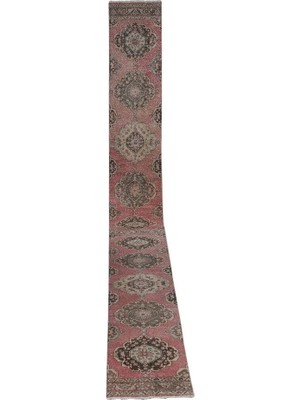 Etnik Bulvar Yün Pembe El Dokuması Halı 71 x 756 cm