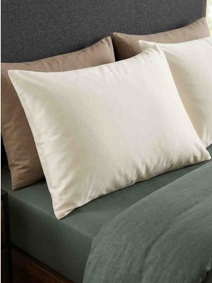 Collessia Home 2 Adet %100 Pamuk Saten Yastık Kılıfı 50X70 cm - 83 Tel Dokuma Düz Kapaklı 1 Çift 2 Adet
