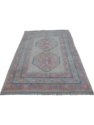 Etnik Bulvar Yün Mavi El Dokuması Halı 150 x 206 cm