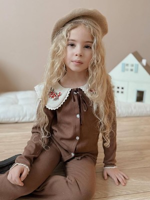 Miniko Kids Kız Çocuk Yaka Dantelli Fitilli Kaşkorse Bayramlık Taytlı Takım