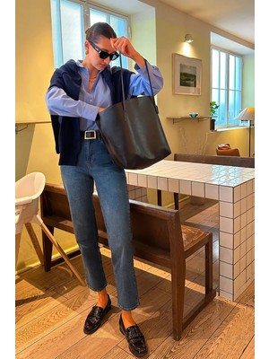 Touche Prive Beli Lastikli Denim Pantolon