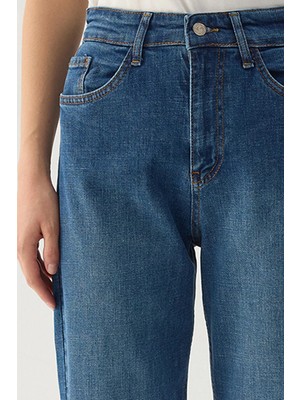 Touche Prive Beli Lastikli Denim Pantolon