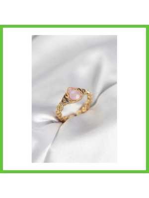 Bezos Gold Renk Pembe Damla Model Kadın Yüzük Dmc