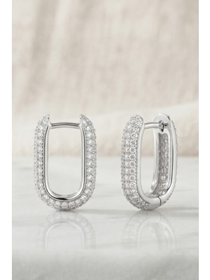 Aurrari 925 Ayar Gümüş U Şekilli Zirkon Taşlı Küpe