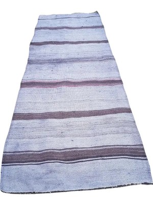 Etnik Bulvar Yün Gri El Dokuması Kilim 94 x 274 cm