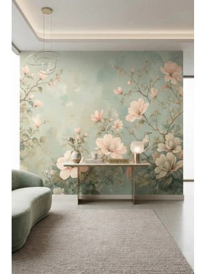 Dreamwall Manolya Bahçesi- Soft Çiçek Desenli Tek Parça Tekstil Duvar Kağıdı