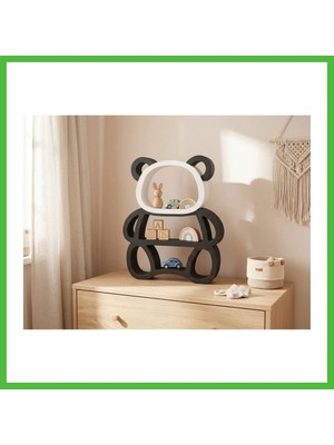 Bezos 3D Baskı Panda Şeklinde Duvar ve Masa Rafı Çocuk Odası Oyuncak Rafı Siyah Beyaz Panda Kitaplık Arz