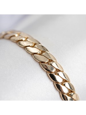 Stelia 14K Gold Altın Rengi Kaplama Yassı Ezme Zincir Kadın Bileklik