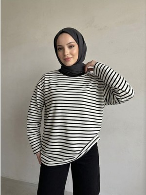 Foremia Çizgili Oysh Tunik-Siyah -