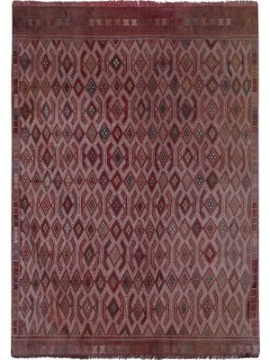 Etnik Bulvar Yün Kırmızı El Dokuması Kilim 180 x 250 cm