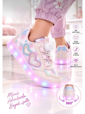 KAFKASLAR AYAKKABI Akıllı Mekanizma Bağcıklı Işıklı Ortopedik Kız Çocuk Sneaker Spor Ayakkabı