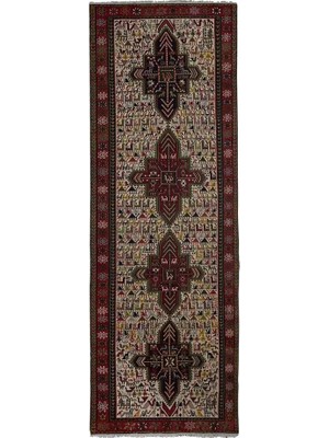 Etnik Bulvar Yün Bej El Dokuması Kilim 104 x 285 cm