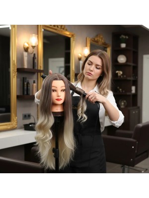 Dolozena Kuaför Eğitim Mankeni / Yaki + Masa Aparatı / Rengi / Platin