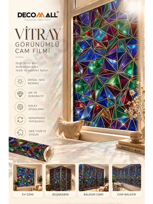 Decomall ( Vy 5 ) Kendinden Yapışkanlı Vitray Görünümlü Cam Filmi Cam Kaplama