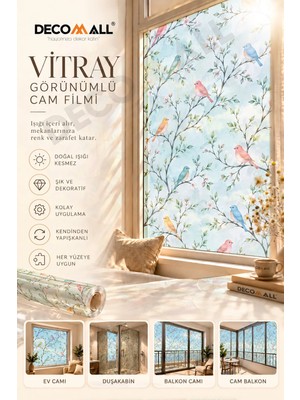 Decomall ( Vy 21 ) Kendinden Yapışkanlı Vitray Görünümlü Cam Filmi Cam Kaplama