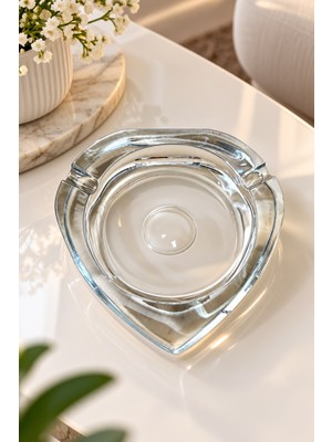 Bev Kitchen Kalp Şekilli Cam Dekoratif Küllük 10*10*2 cm - 2 Adet