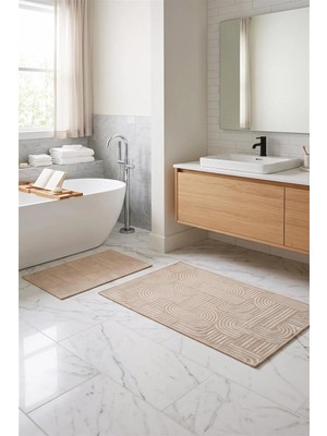Halı360 Venza Sarı Pamuk Dokuma 2'li Banyo Paspası | Yıkanabilir Kaydırmaz,lateks TABAN(60X100 + 50X60)
