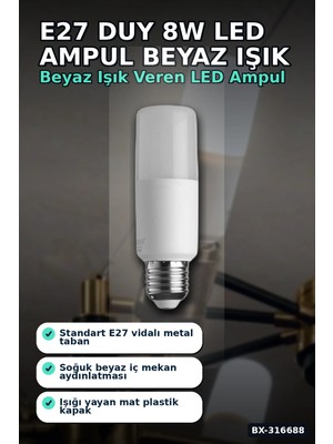 Eco Lounge LED Ampul 8W 6500K Beyaz Işık E27 Duy 720 Lümen Tasarruflu Aydınlatma 1 Adet BX-316688
