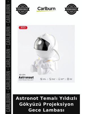 Carlburn Astronot Temalı Yıldızlı Gökyüzü Projeksiyon Gece Lambası Renkli Işık Aksesuar Salon