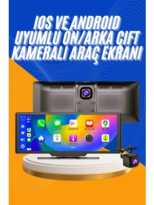 Eco Lounge Android ve Ios Uyumlu Ön Arka Çift Kameralı Araç Ekranı Dokunmatik Carplay