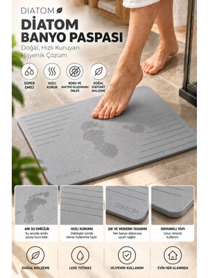 Düz Çizgi Model Banyo Paspası Su Emici Paspas Diatomite Mat Abdest Paspası Duşakabin Önü Banyo Matı Lavabo Önü Paspas