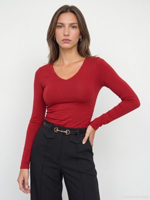Dilvin 33215 Sıcak Tutan V Yaka Bra-Free Top
