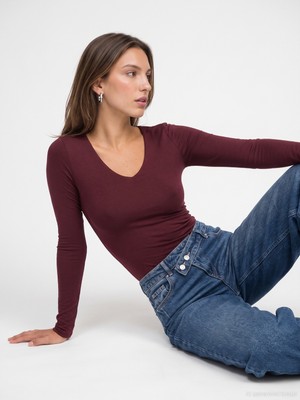 Dilvin 33215 Sıcak Tutan V Yaka Bra-Free Top
