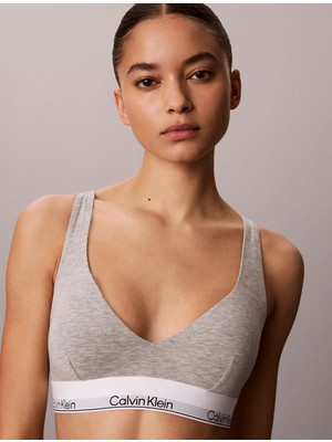 Calvin Klein Kadın Pamuk Modal Balensiz Push Up Üçgen Kaplı Çıkarılabilir Dolgulu Gri Bralet LV00QF8990-P7A