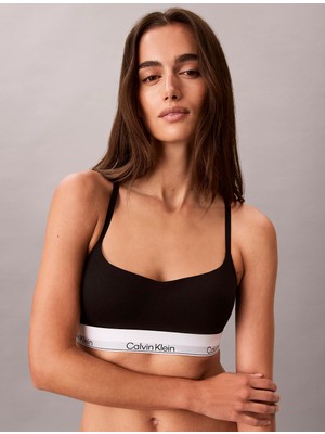 Calvin Klein Kadın Pamuk Modal Hafif Dolgulu Balensiz Çapraz Askı Uyumlu Siyah Bralet LV00QF8994-UB1