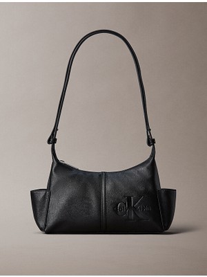 Calvin Klein Kadın Fermuarlı Iç Cepli Ayarlanabilir Omuz Askılı Kabartma Monologolu Siyah Çanta LV04F3687G-UB1